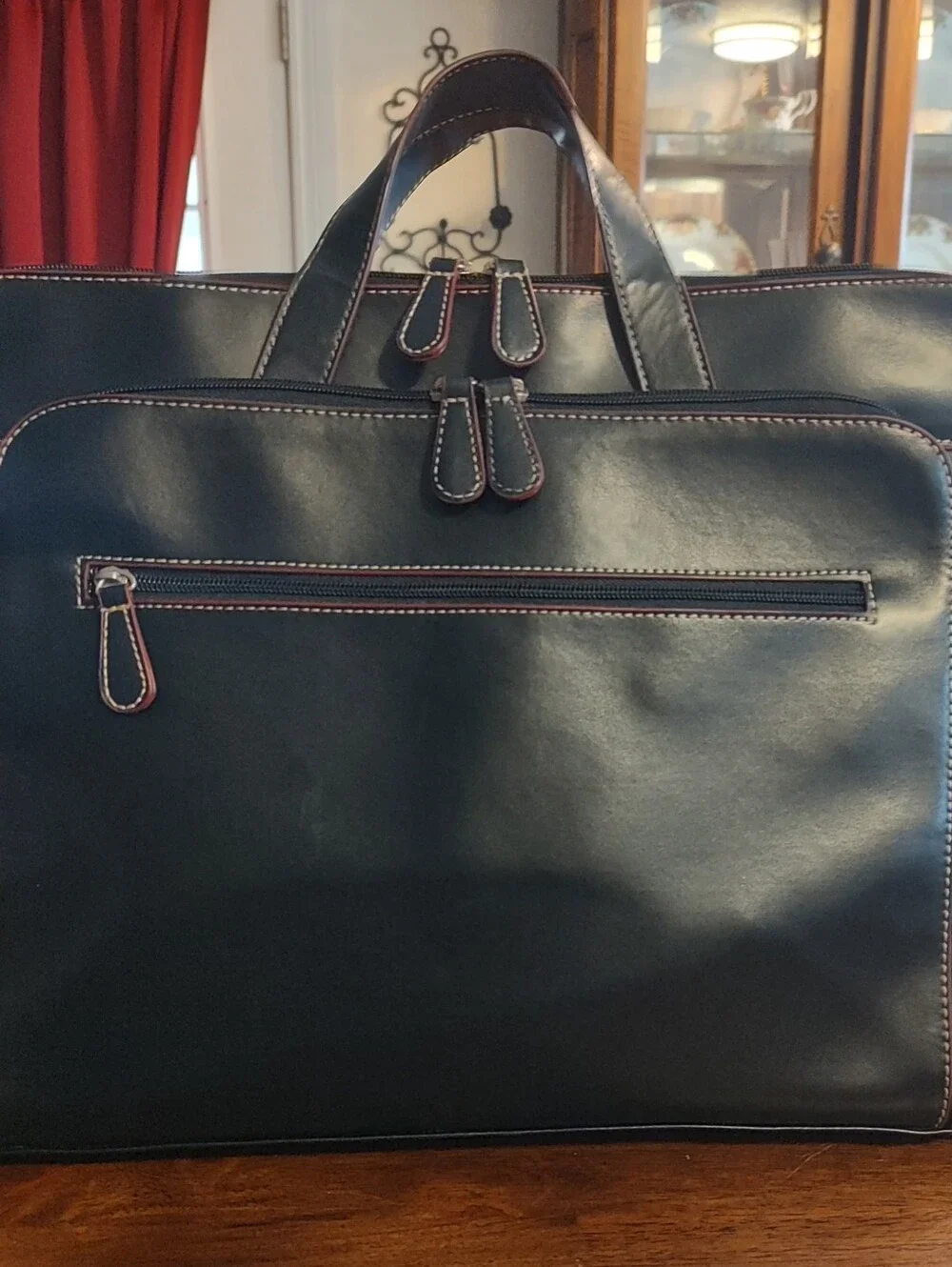 Black Leather Briefcase Shoulder Laptop Bag